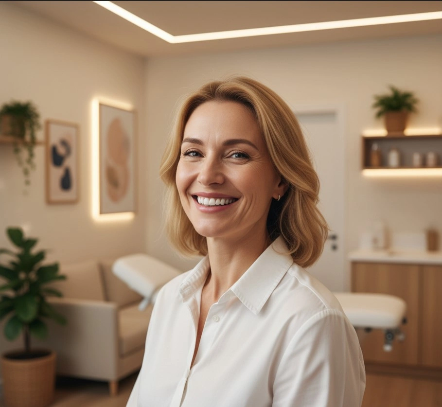 Paciente sonriendo con ortodoncia lingual invisible