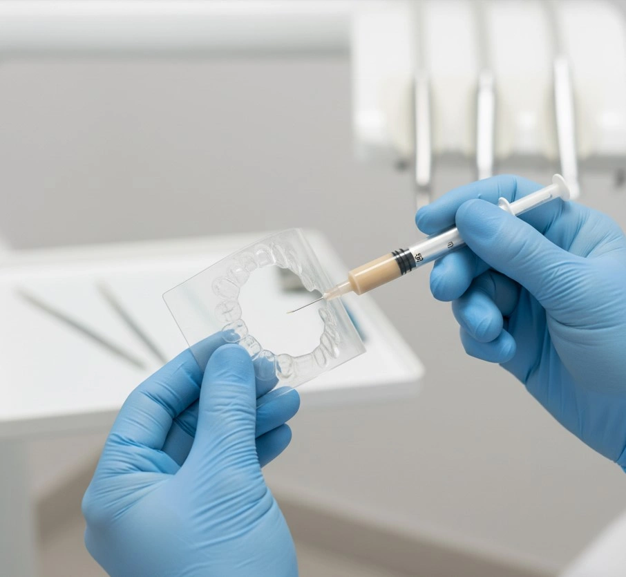 Matriz transparente para colocar carillas de composite inyectadas